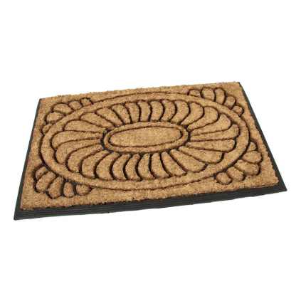 Kokosová čisticí rohož Flower Deco 45 x 75 x 2,2 cm, hnědá