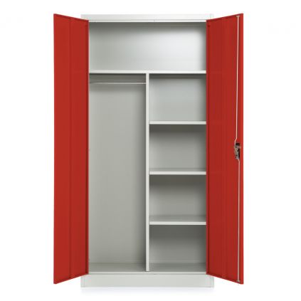 15027 kovova satni skrin 90 x 45 x 185 cm cylindricky zamek cervena ral 3000