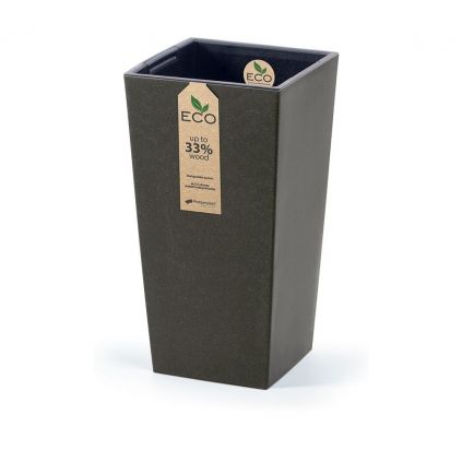 Květináč ECO WOOD, 19,5 cm, hranatý, tmavě hnědá