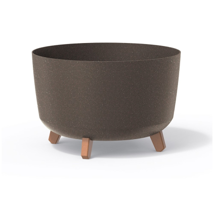 Květináč s nožkami ECO WOOD, 23,5 cm, tmavě hnědá