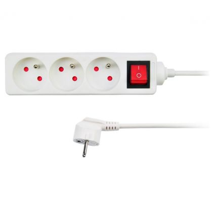 Prodlužovací kabel 3Z - 5m, vypínač, bílá