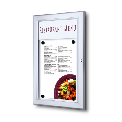 Venkovní uzamykatelná menu vitrína 1 x A4, hliník