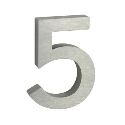 Domovní číslo "5", RN.100LV, broušené, stříbrná