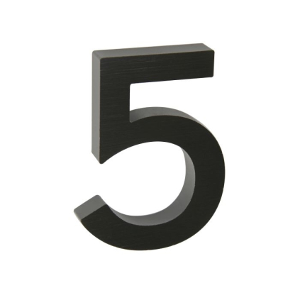 Domovní číslo "5", RN.100LV, broušené, černá