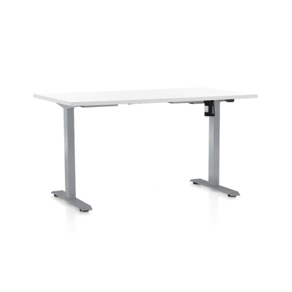 Výškově nastavitelný stůl OfficeTech A, 120 x 80 cm, šedá podnož, bílá