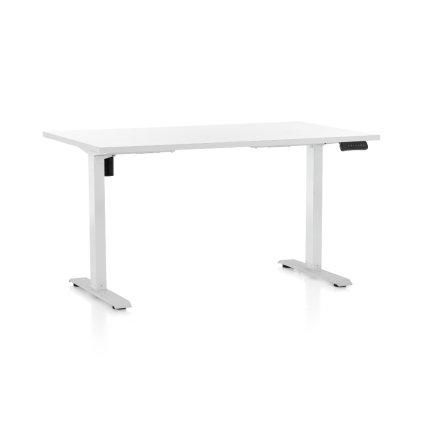 Výškově nastavitelný stůl OfficeTech B, 140 x 80 cm, bílá podnož, bílá