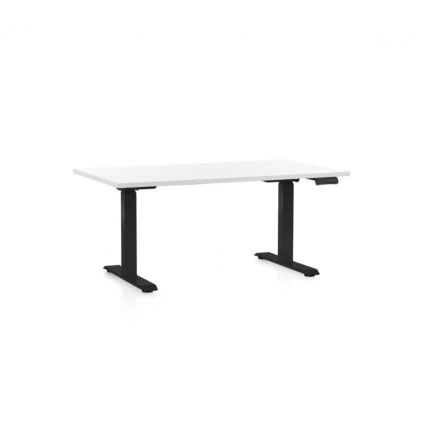 Výškově nastavitelný stůl OfficeTech C, 120 x 80 cm, černá podnož, bílá