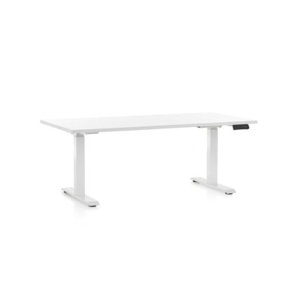 Výškově nastavitelný stůl OfficeTech C, 160 x 80 cm, bílá podnož, bílá
