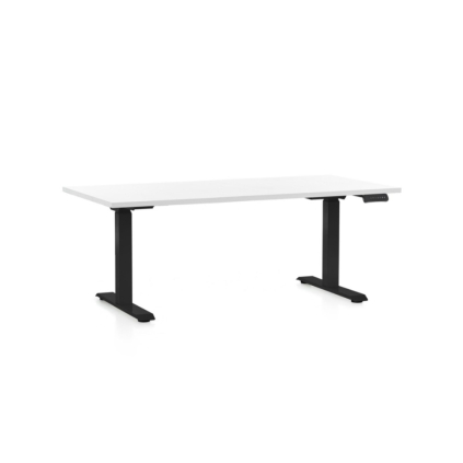 Výškově nastavitelný stůl OfficeTech C, 160 x 80 cm, černá podnož, bílá