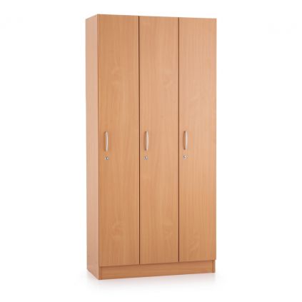 Dřevěná šatní skříňka Visio - 3 oddíly, 90 x 42 x 190 cm, buk