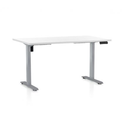Výškově nastavitelný stůl OfficeTech B, 120 x 80 cm, šedá podnož, bílá