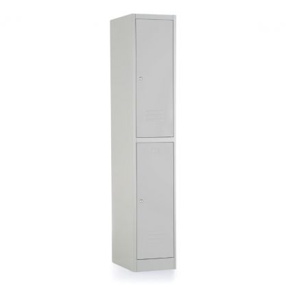 46714 kovova satni skrinka 2 boxy 38 x 45 x 185 cm cylindricky zamek seda ral 7035