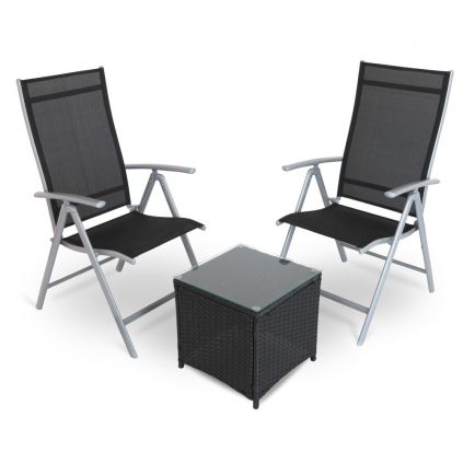 Zahradní balkonový set Fulvio - 2 místa, černá / šedá