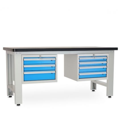 Dílenský stůl Solid MDF-34, 180 cm, 2 závěsné boxy, černá