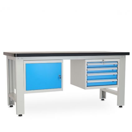 Dílenský stůl Solid MDF-14, 180 cm, 2 závěsné boxy, černá