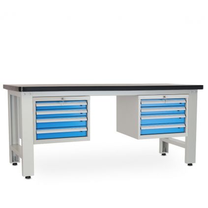 Dílenský stůl Solid MDF-44, 210 cm, 2 závěsné boxy, černá