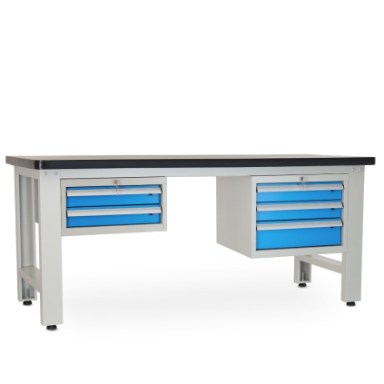 Dílenský stůl Solid MDF-23, 210 cm, 2 závěsné boxy, černá