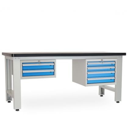 Dílenský stůl Solid MDF-24, 210 cm, 2 závěsné boxy, černá