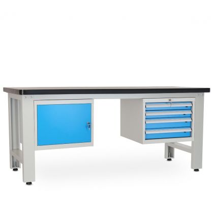 Dílenský stůl Solid MDF-14, 210 cm, 2 závěsné boxy, černá