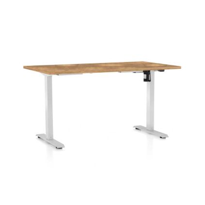 Výškově nastavitelný stůl OfficeTech A, 120 x 80 cm, bílá podnož, dub zlatý