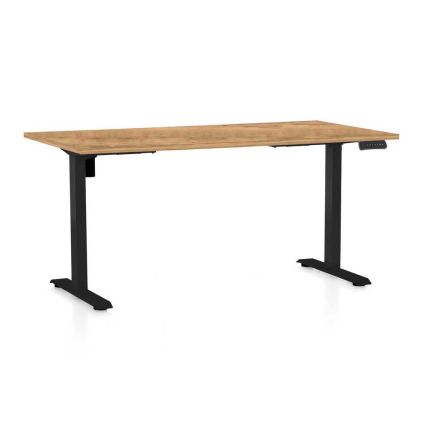 Výškově nastavitelný stůl OfficeTech B, 160 x 80 cm, černá podnož, dub zlatý