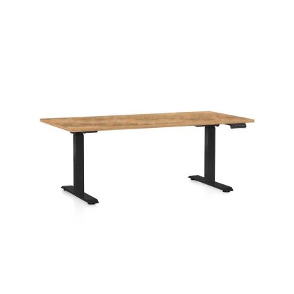 Výškově nastavitelný stůl OfficeTech C, 160 x 80 cm, černá podnož, dub zlatý