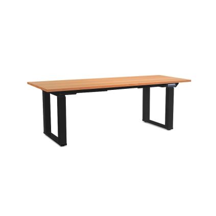 Výškově nastavitelný stůl OfficeTech Strong 200 x 80 cm, černá podnož, buk