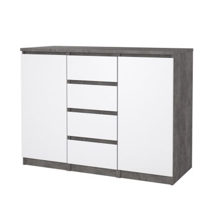 Komoda Simplicity 121 x 50 x 91 cm, šedá / bílý lesk