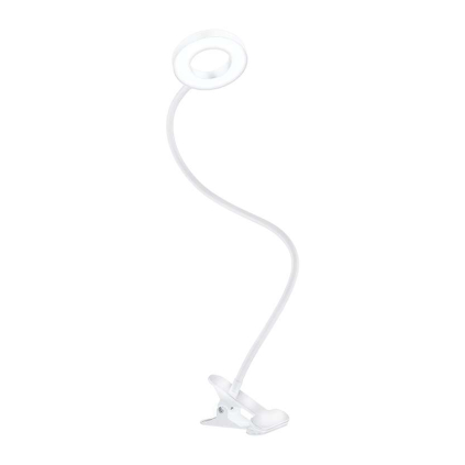 LED stolní lampička WO66 s klipem, bílá