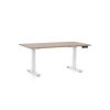 Výškově nastavitelný stůl OfficeTech D, 140 x 80 cm, bílá podnož, dub