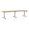 Výškově nastavitelný stůl OfficeTech Long, 260 x 80 cm, šedá podnož, buk