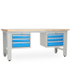 Dílenský stůl Solid OAK-33, 210 cm, 2 závěsné boxy, dub