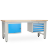 Dílenský stůl Solid OAK-14, 210 cm, 2 závěsné boxy, dub