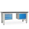 Dílenský stůl Solid MDF-41, 210 cm, 2 závěsné boxy, černá