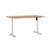 Výškově nastavitelný stůl OfficeTech A, 140 x 80 cm, bílá podnož, dub kraft