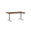 Výškově nastavitelný stůl OfficeTech D, 140 x 80 cm, šedá podnož, dub silverjack