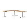 Výškově nastavitelný stůl OfficeTech Angle, 180 x 200 cm, šedá podnož, dub kraft