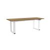 Výškově nastavitelný stůl OfficeTech Strong 200 x 80 cm, bílá podnož, dub kamenný