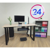 Výškově nastavitelný stůl OfficeTech Strong 240 x 80 cm, bílá podnož, bílý jasan