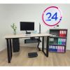 Výškově nastavitelný stůl OfficeTech Strong 240 x 80 cm, černá podnož, dub kamenný